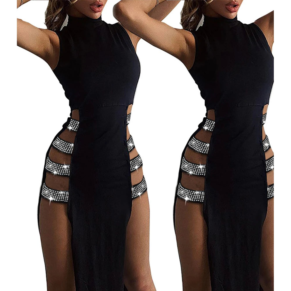 Who's That Girl Party Side High Slit Sleeveless Dress