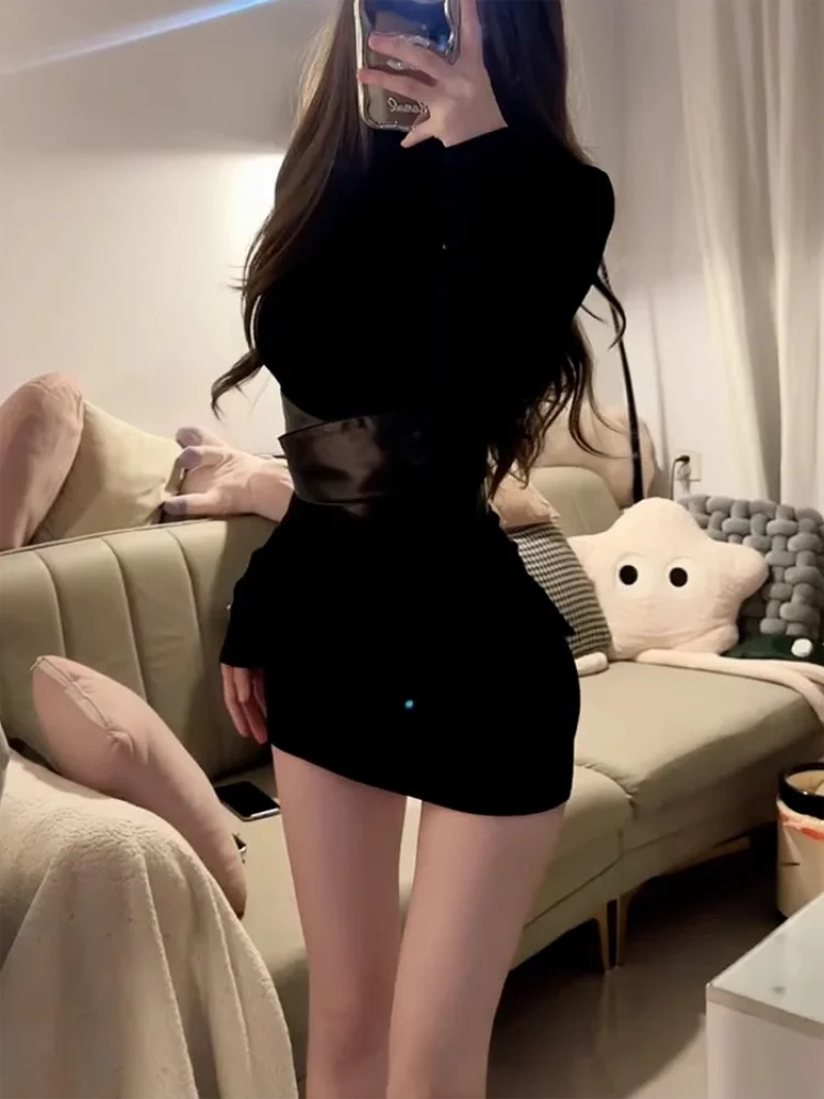 Back to Black Sassy Mini Turtleneck Dress