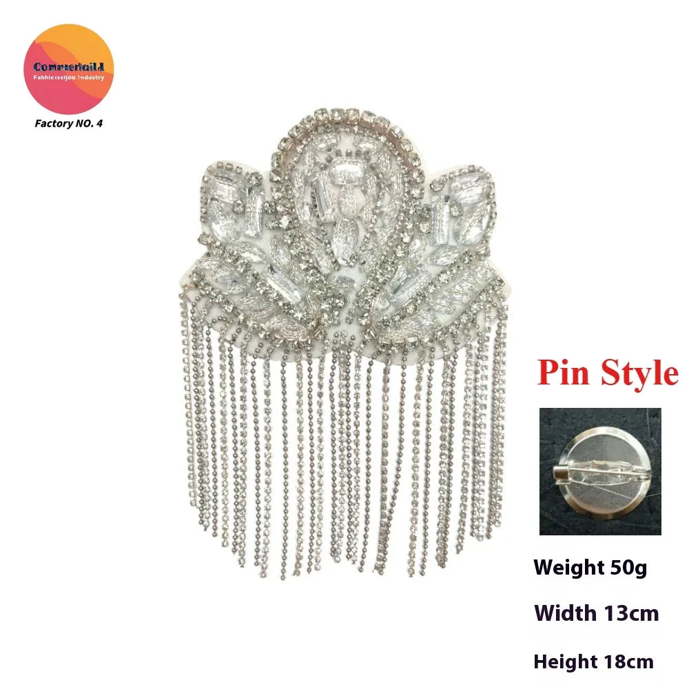 Cross-border European American New Fringed Punk Epaulets Heavy Industry Handmade Beads Fashion Stage Clothing Accessories