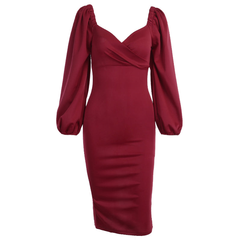 Off-Shoulder Slim-Fit Court-Style Dress