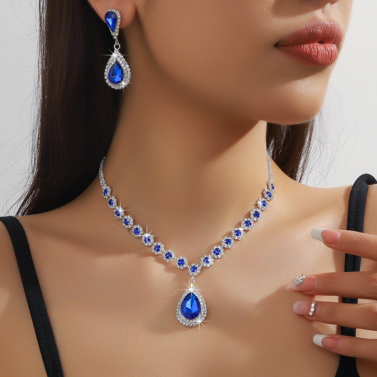 Diamond Teardrop Three Piece Jewelry Set