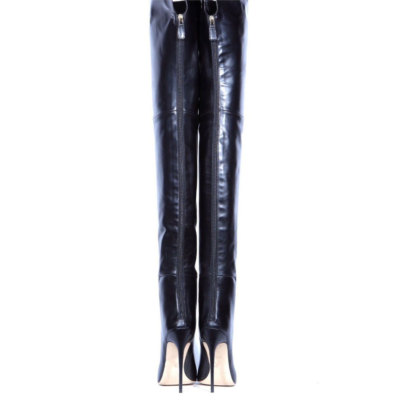 Back To Black Pointed-toe Back-zip Womens Plus-size Over-the-knee High Heels