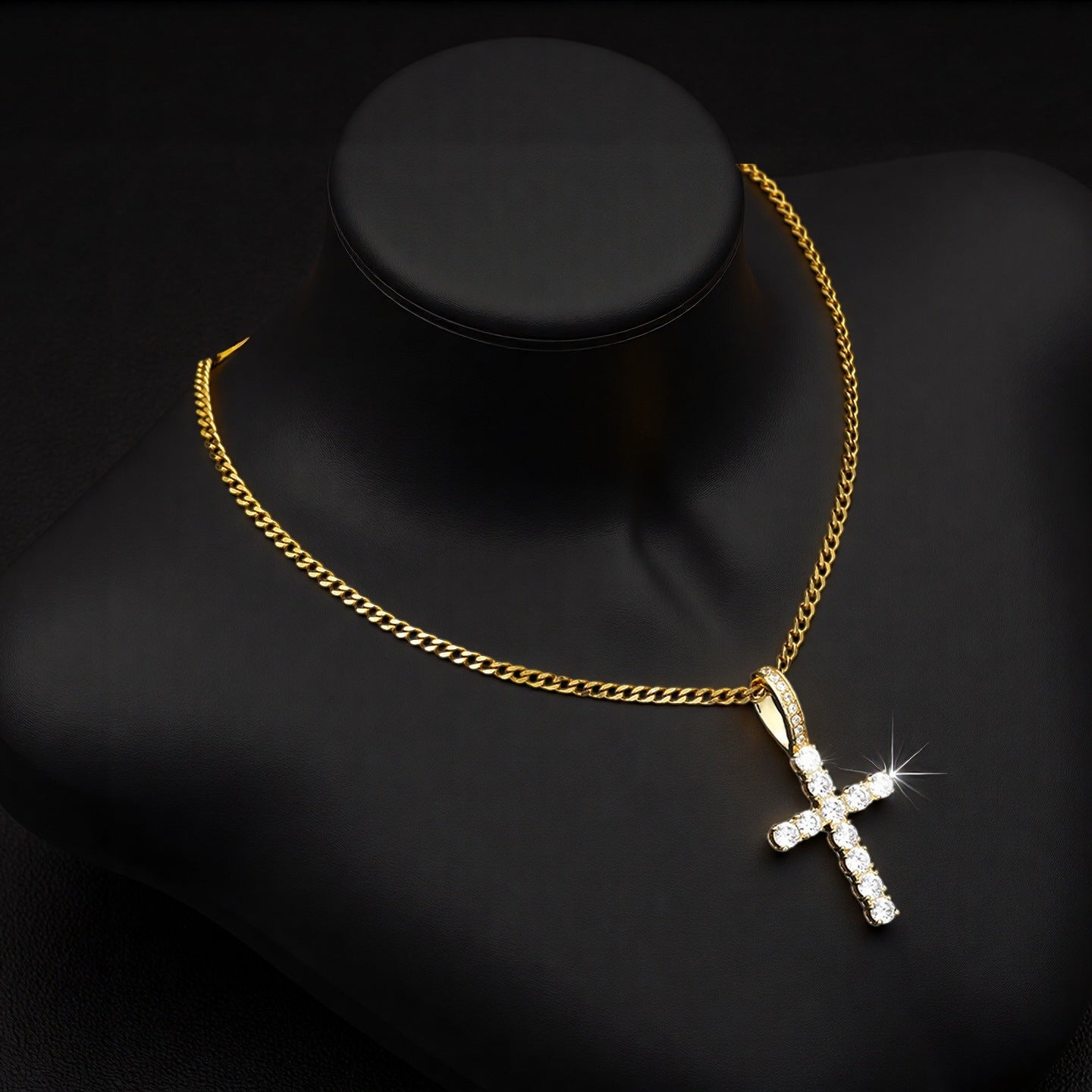 Copper Cross Pendant With Zircon Inlay Personalized Necklace