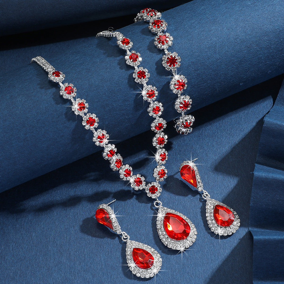 Diamond Teardrop Three Piece Jewelry Set