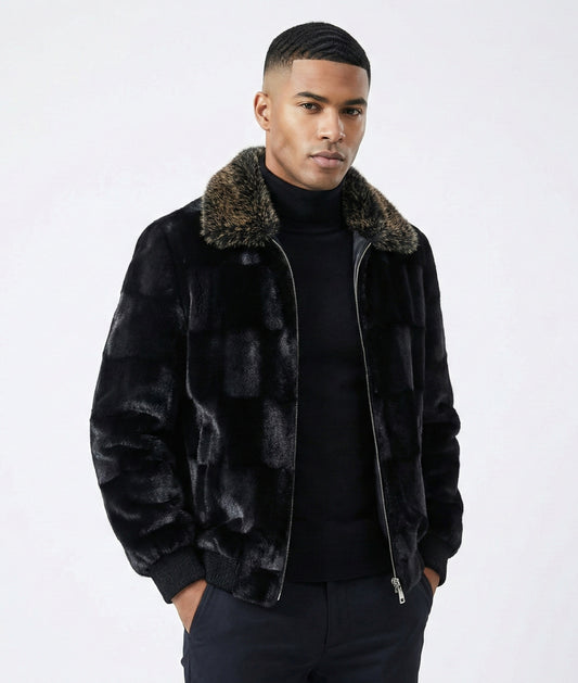 Back to Black Men's Faux Mink Skin Fur Jacket