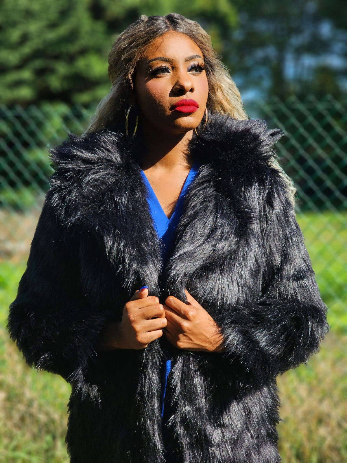 Always A Star Luxury Long Faux Fur Coat Women