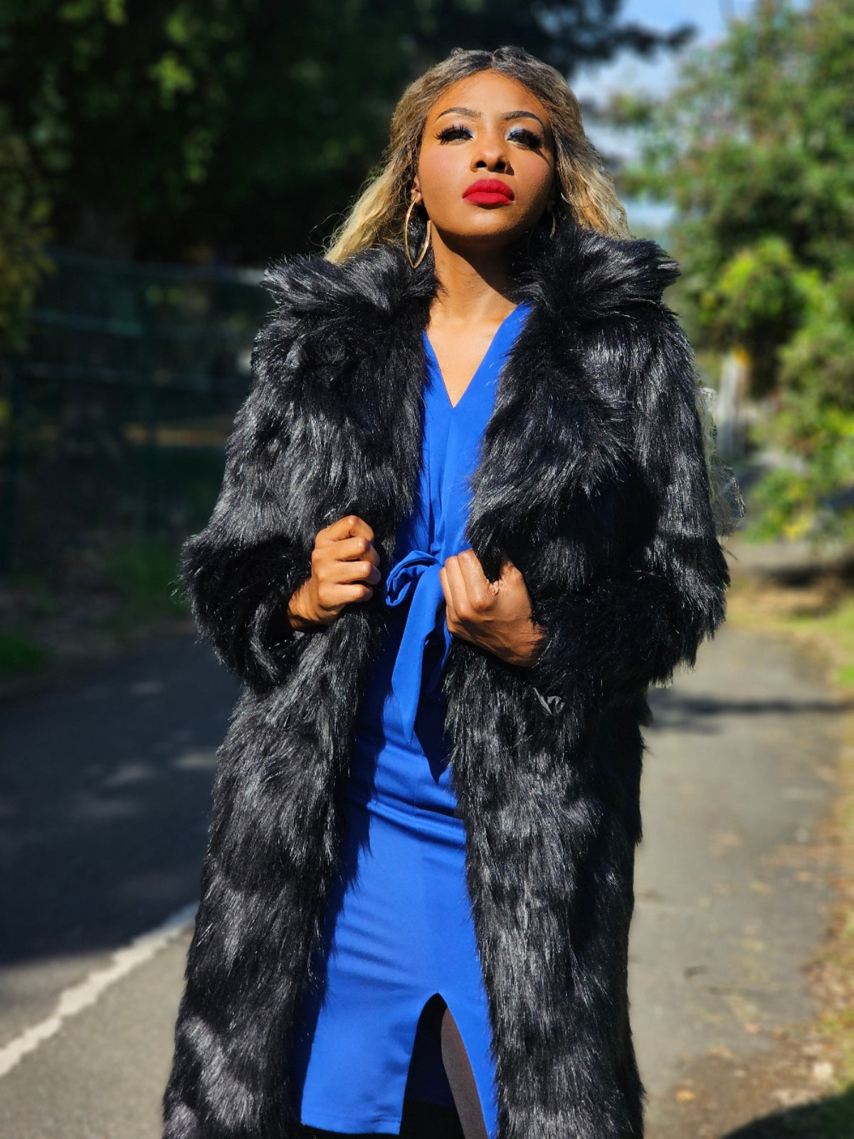 Always A Star Luxury Long Faux Fur Coat Women