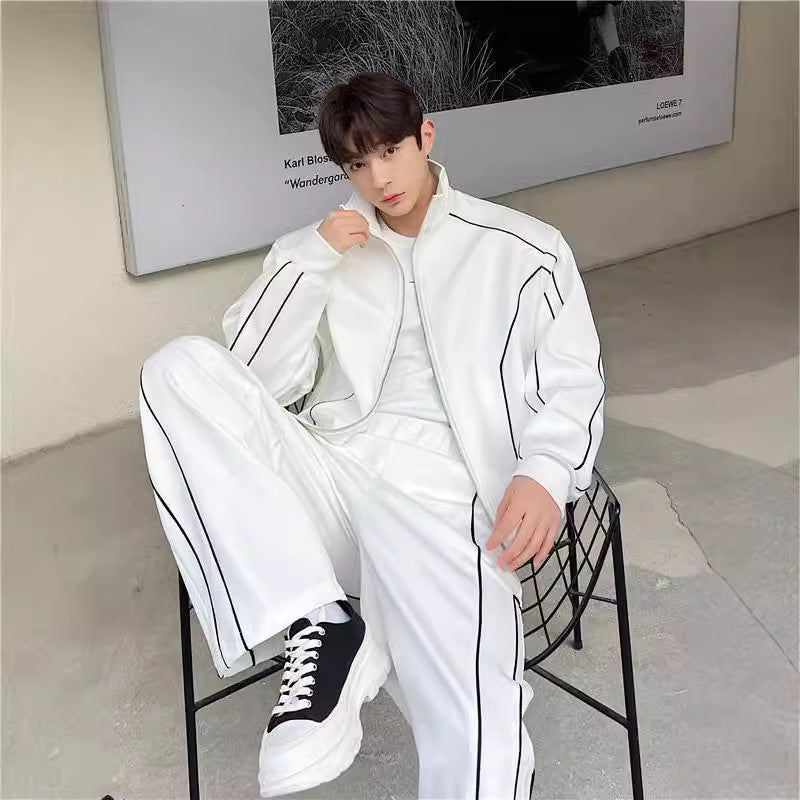 Sleek Edgy Casual Wide-leg Pants Sports Suit With Wide-leg Pants