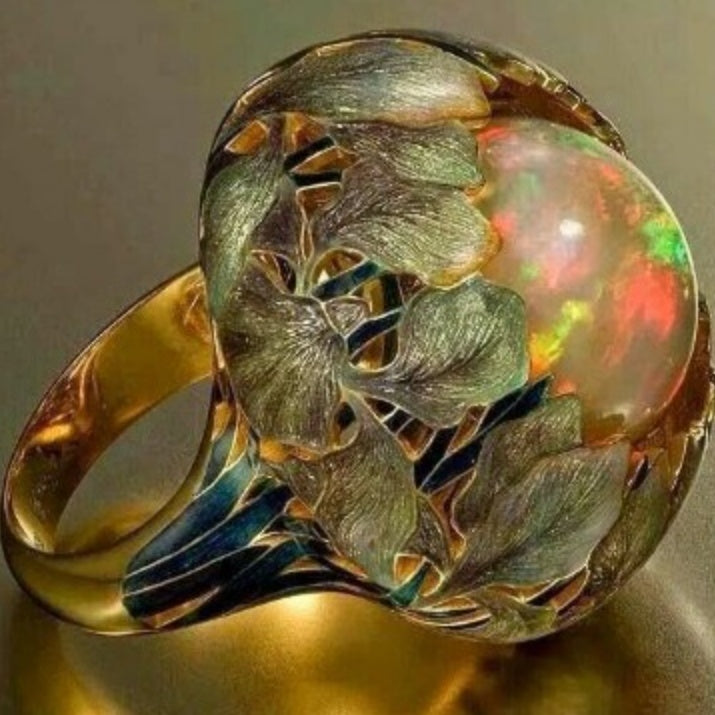Colorful Opal Ring Womens Jewelry From Europe And The US