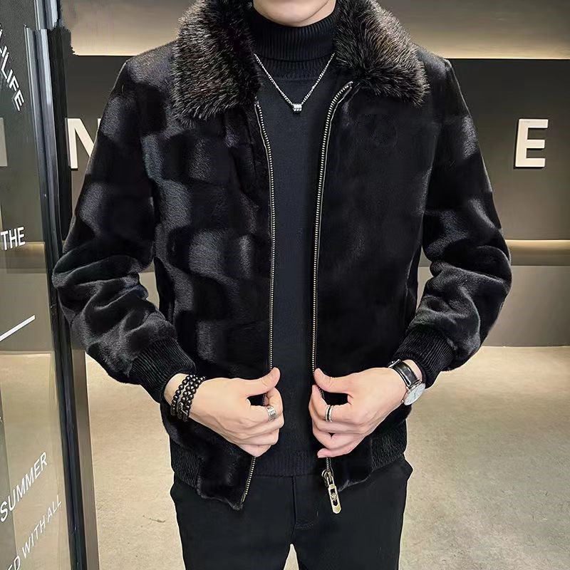 Back to Black Men's Faux Mink Skin Fur Jacket