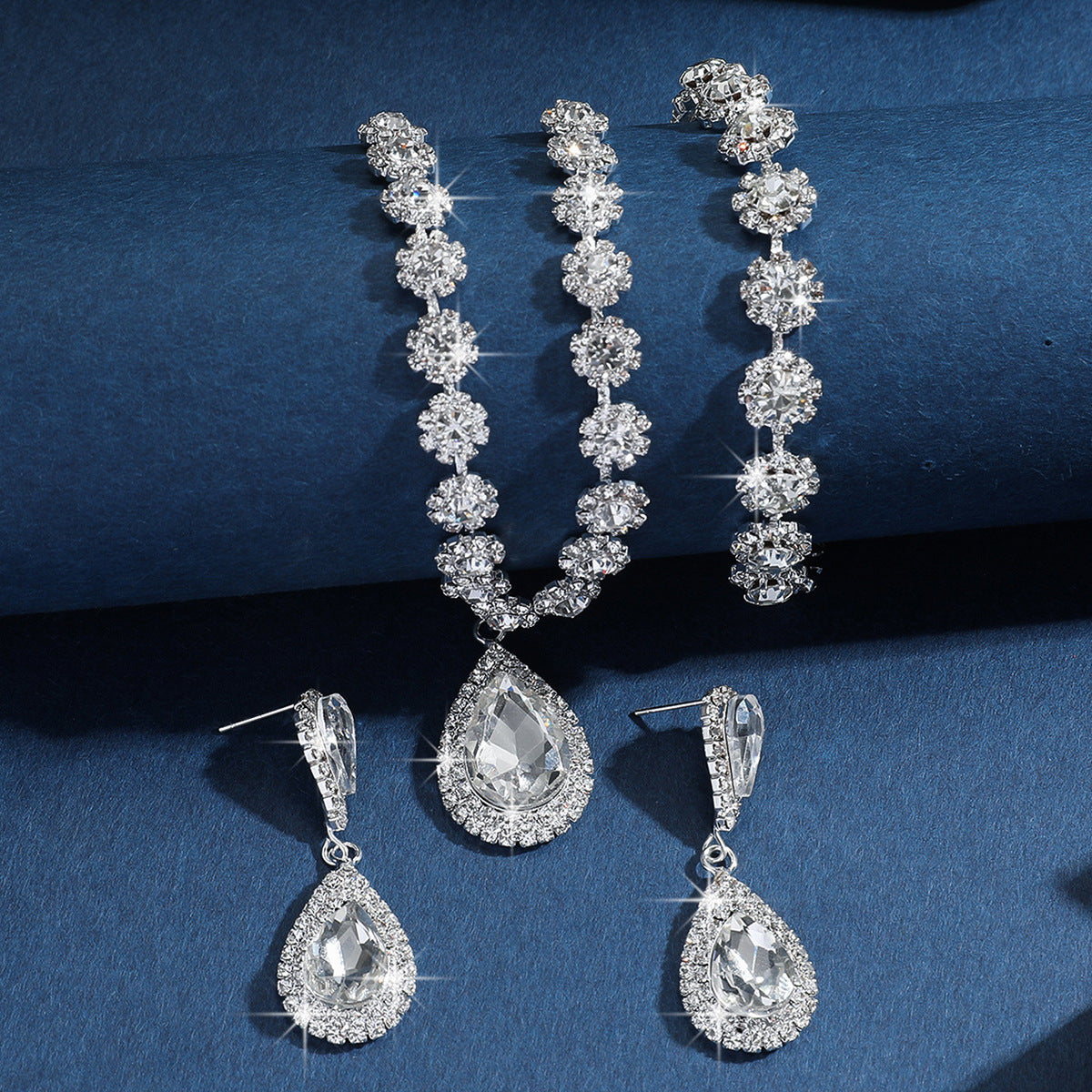 Diamond Teardrop Three Piece Jewelry Set