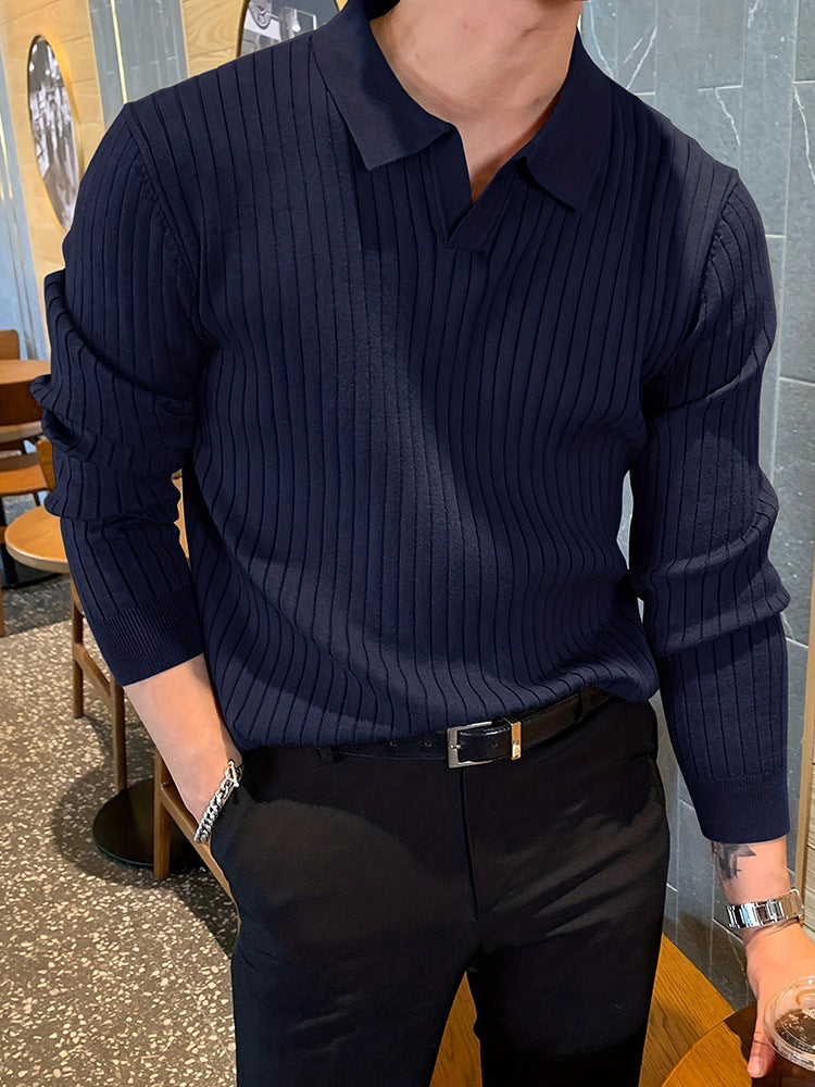 Men's Slim Knit Lapel Polo Shirt