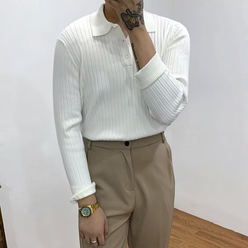 Men's Slim Knit Lapel Polo Shirt