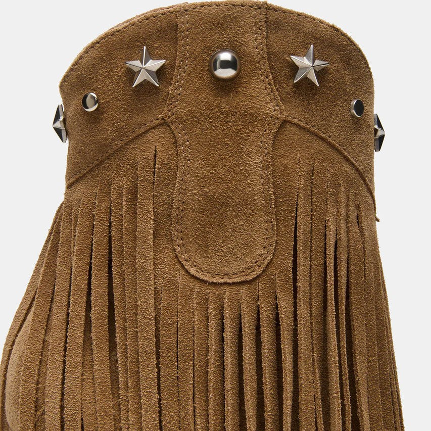 Fringed Studded High-heeled Pointed-toe Ankle Boots With A Side Zipper