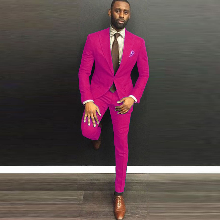 Men's Two - Piece Fuchsia Colored Suit