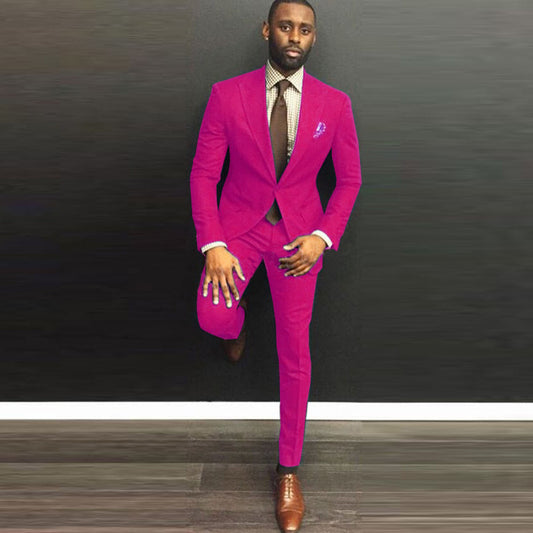 Men's Two - Piece Fuchsia Colored Suit