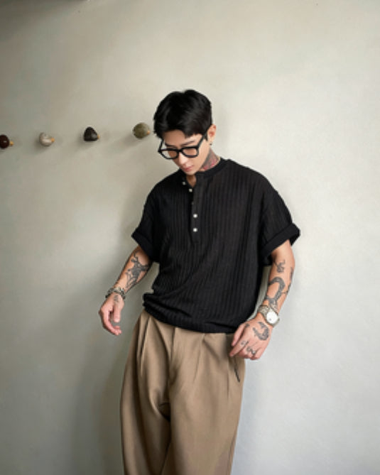 Mens Slim-Fit V-Neck Polyester Shirt