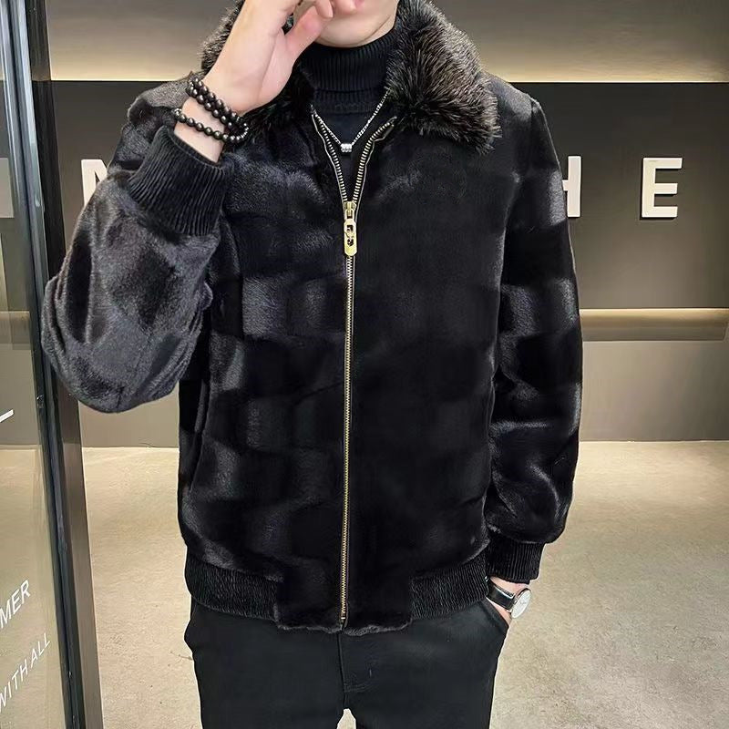 Back to Black Men's Faux Mink Skin Fur Jacket