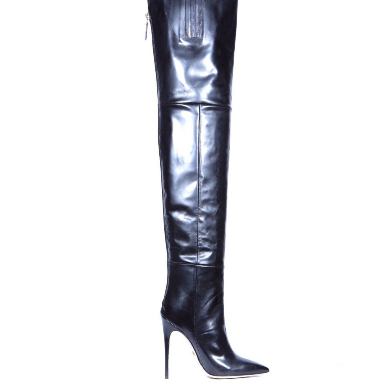 Back To Black Pointed-toe Back-zip Womens Plus-size Over-the-knee High Heels