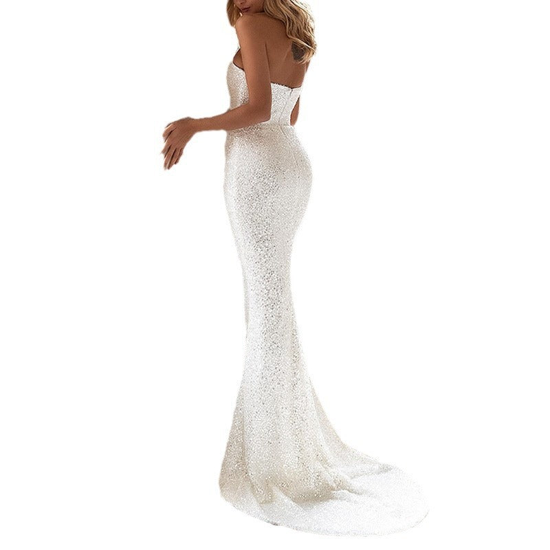 All White Elegant Simple Gown