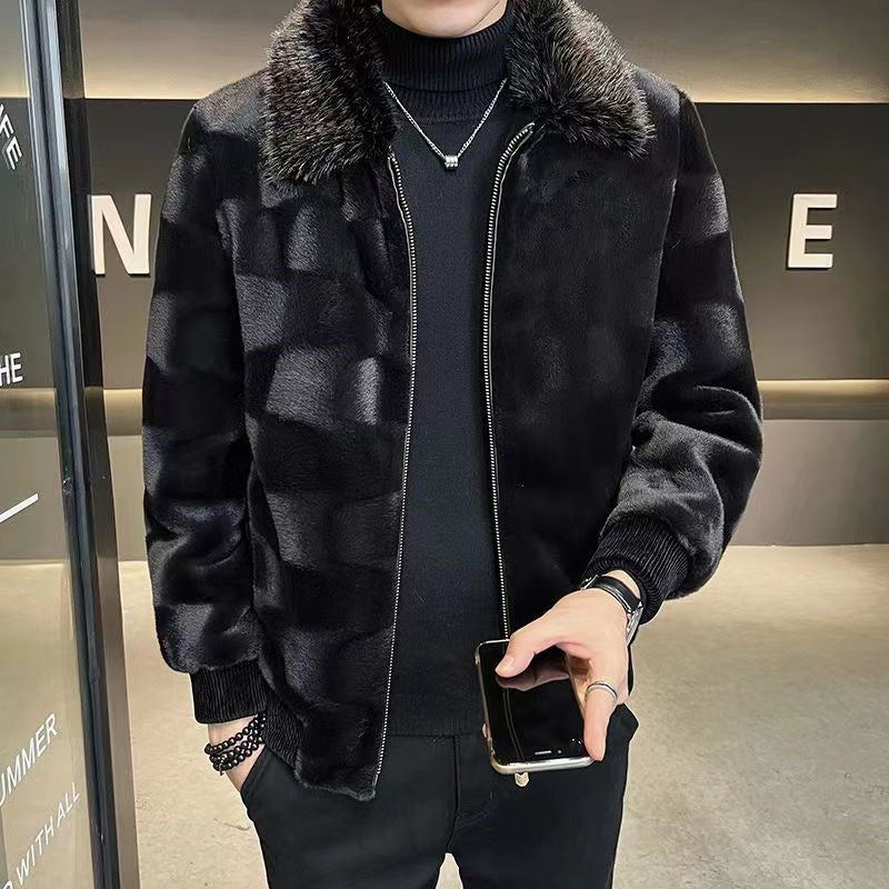 Back to Black Men's Faux Mink Skin Fur Jacket