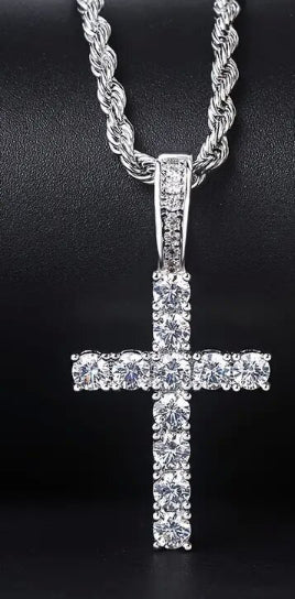 Copper Cross Pendant With Zircon Inlay Personalized Necklace