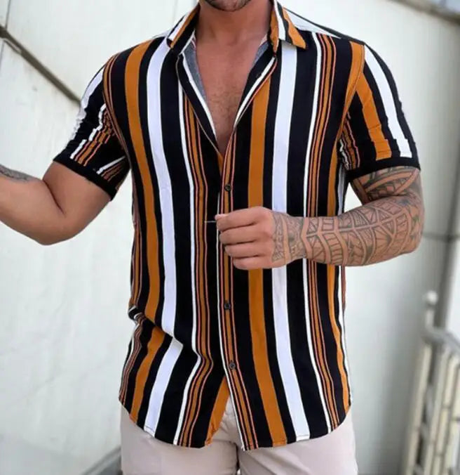Sharp As A Tack 3d Stripe Printed Men's Oversized Shirt
