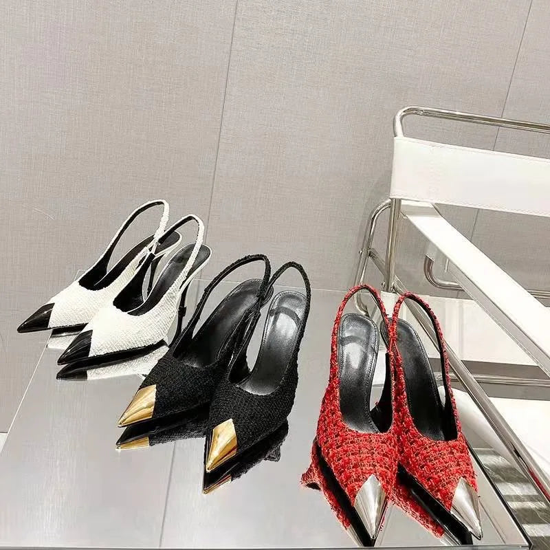 Elegant  Steel Toe Slingback Heels