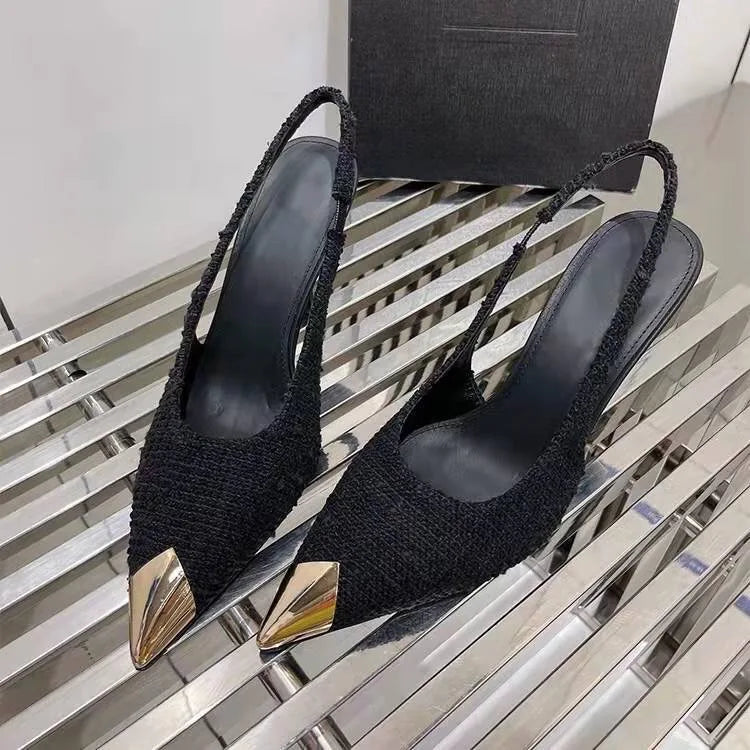 Elegant  Steel Toe Slingback Heels