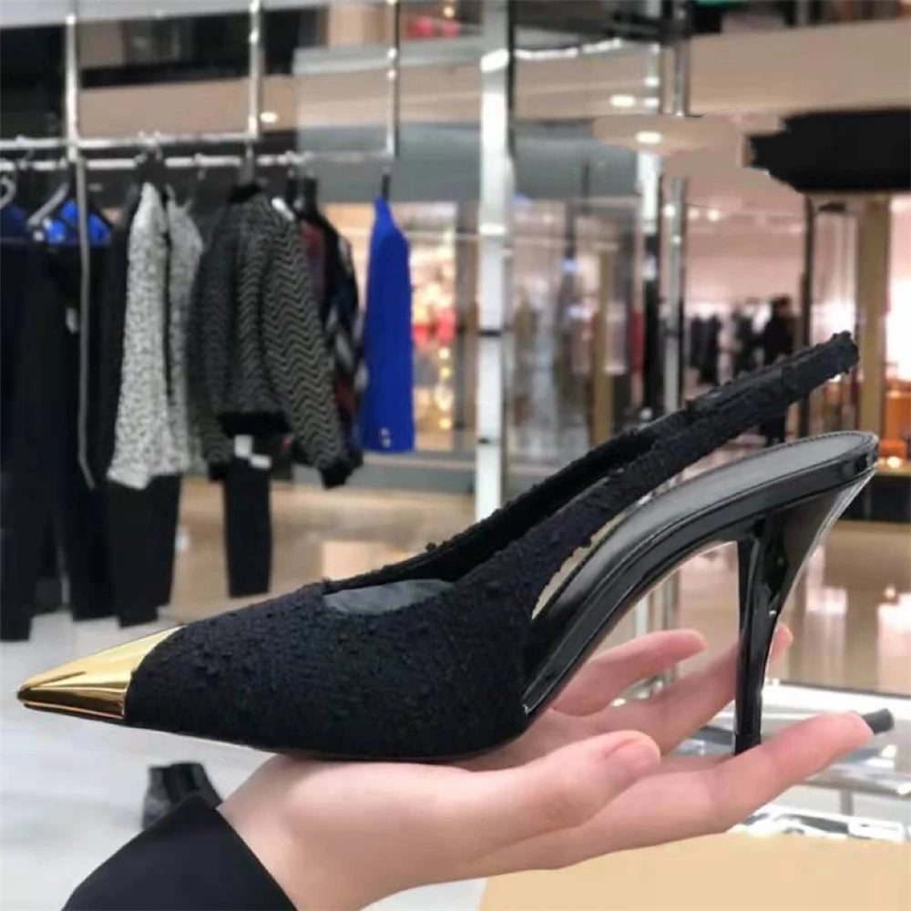 Elegant  Steel Toe Slingback Heels