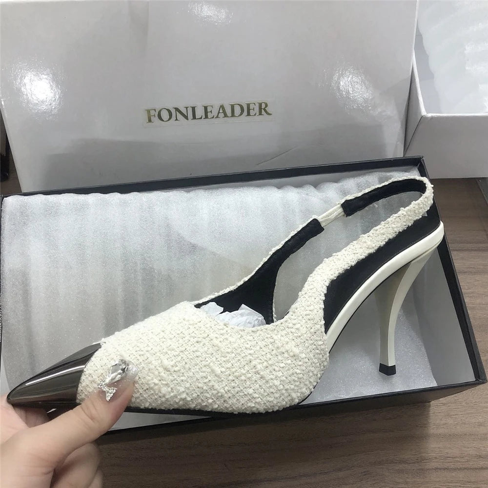 Elegant  Steel Toe Slingback Heels