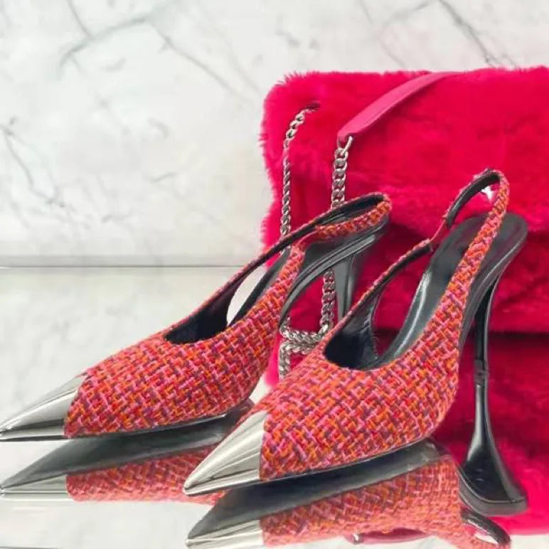 Elegant  Steel Toe Slingback Heels