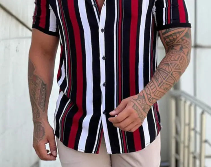 Sharp As A Tack 3d Stripe Printed Men's Oversized Shirt