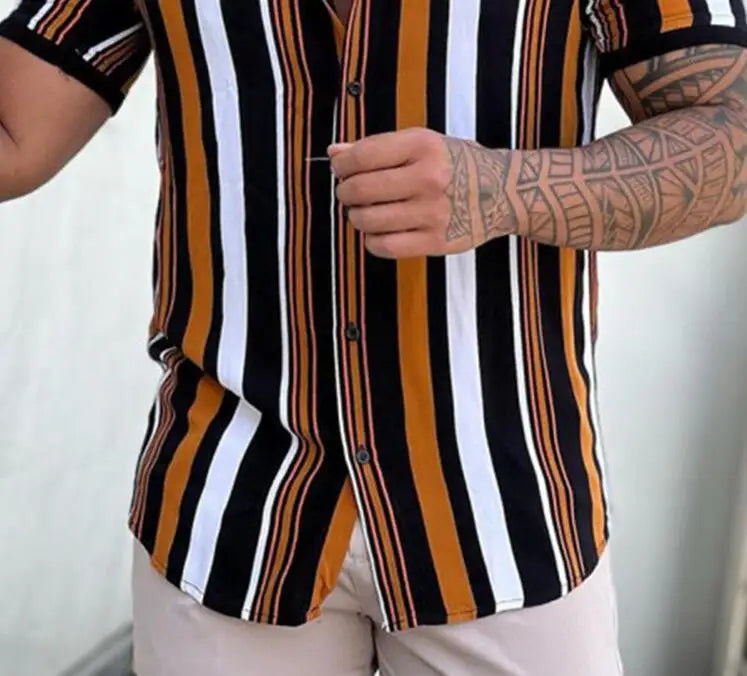 Sharp As A Tack 3d Stripe Printed Men's Oversized Shirt