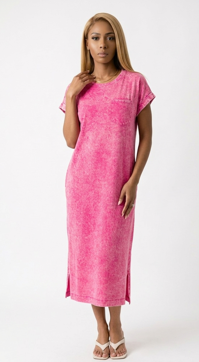 Washed Exposed Seam Mini T-Shirt Dress