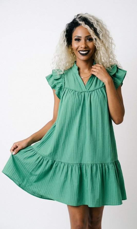 Boho Tiered Flutter Sleeve Dress