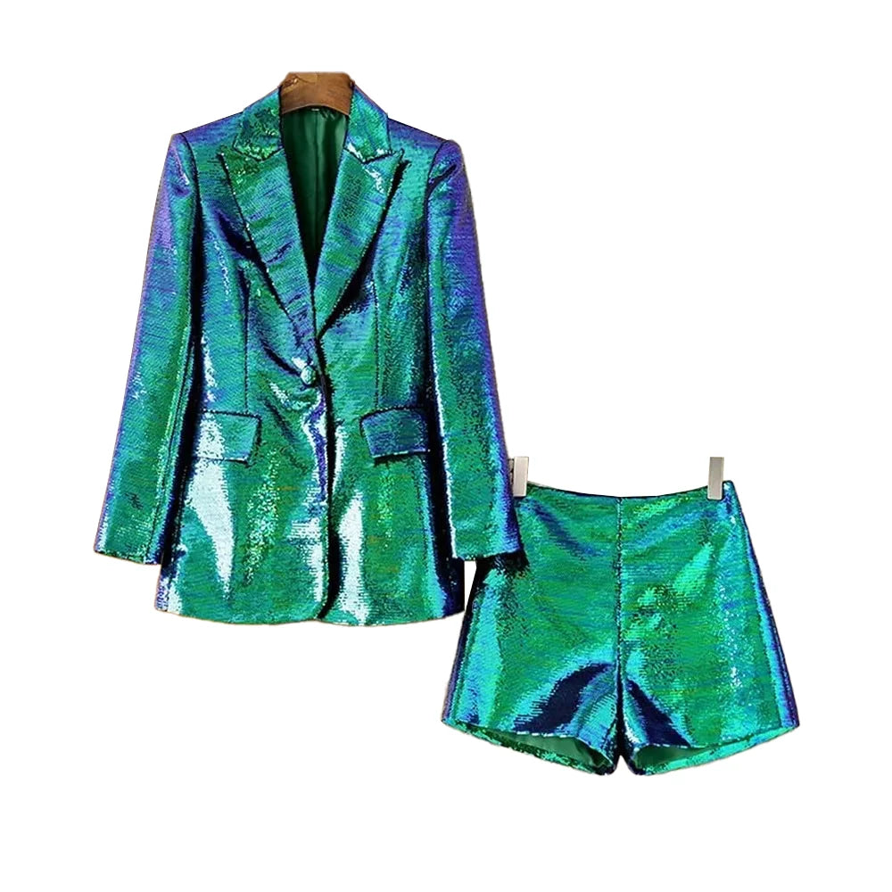 Call Me Cute Sequin Blazer And Shorts Set