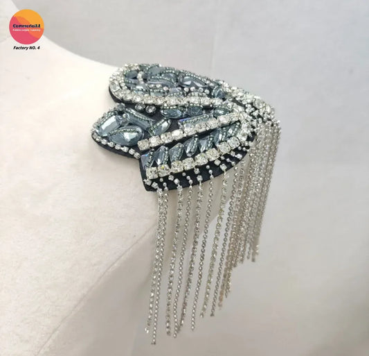 Cross-border European American New Fringed Punk Epaulets Heavy Industry Handmade Beads Fashion Stage Clothing Accessories