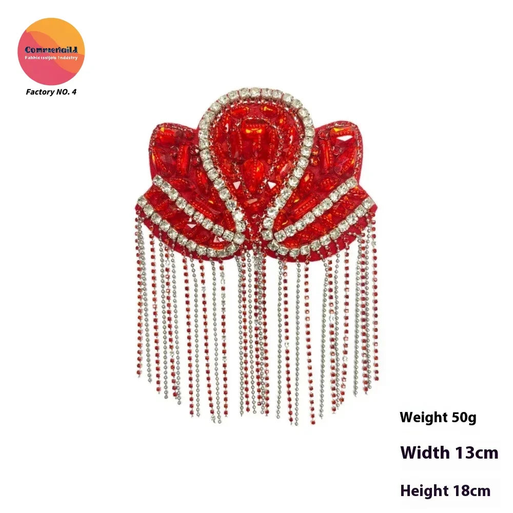 Cross-border European American New Fringed Punk Epaulets Heavy Industry Handmade Beads Fashion Stage Clothing Accessories
