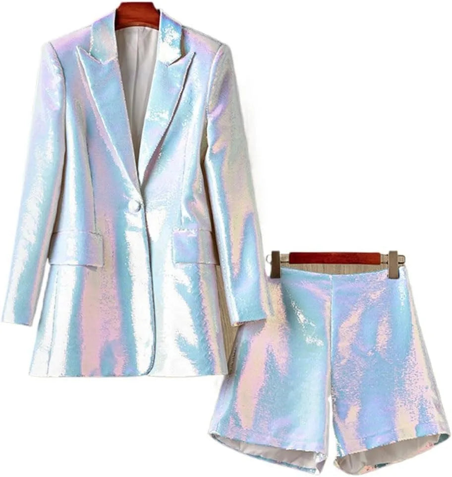 Call Me Cute Sequin Blazer And Shorts Set