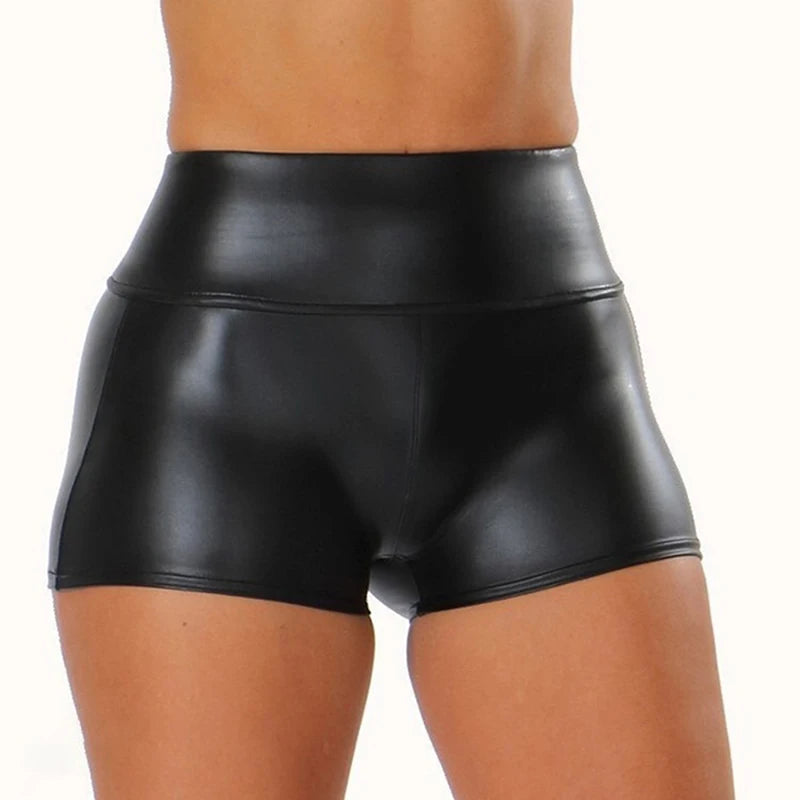Back to Black PU Leather High Waisted Leather Shorts