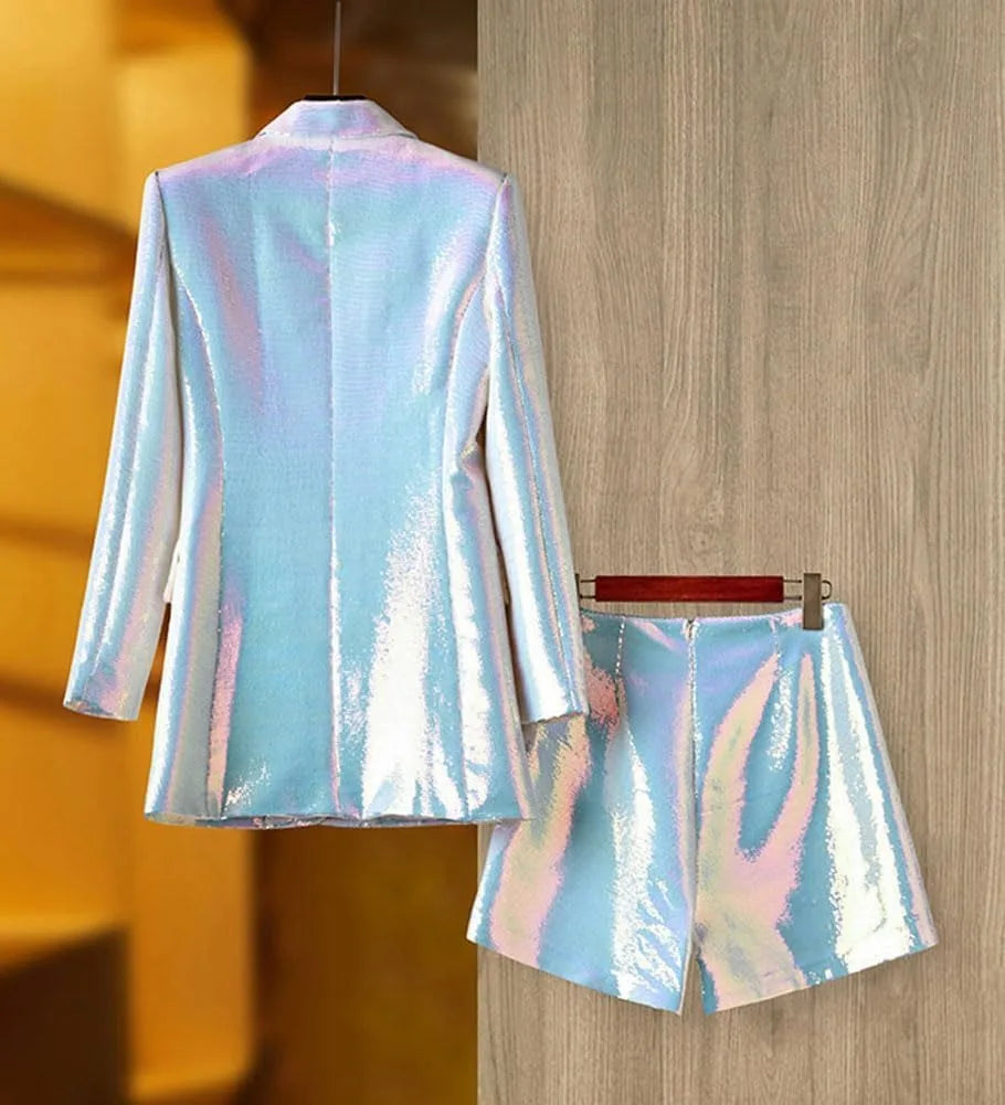 Call Me Cute Sequin Blazer And Shorts Set