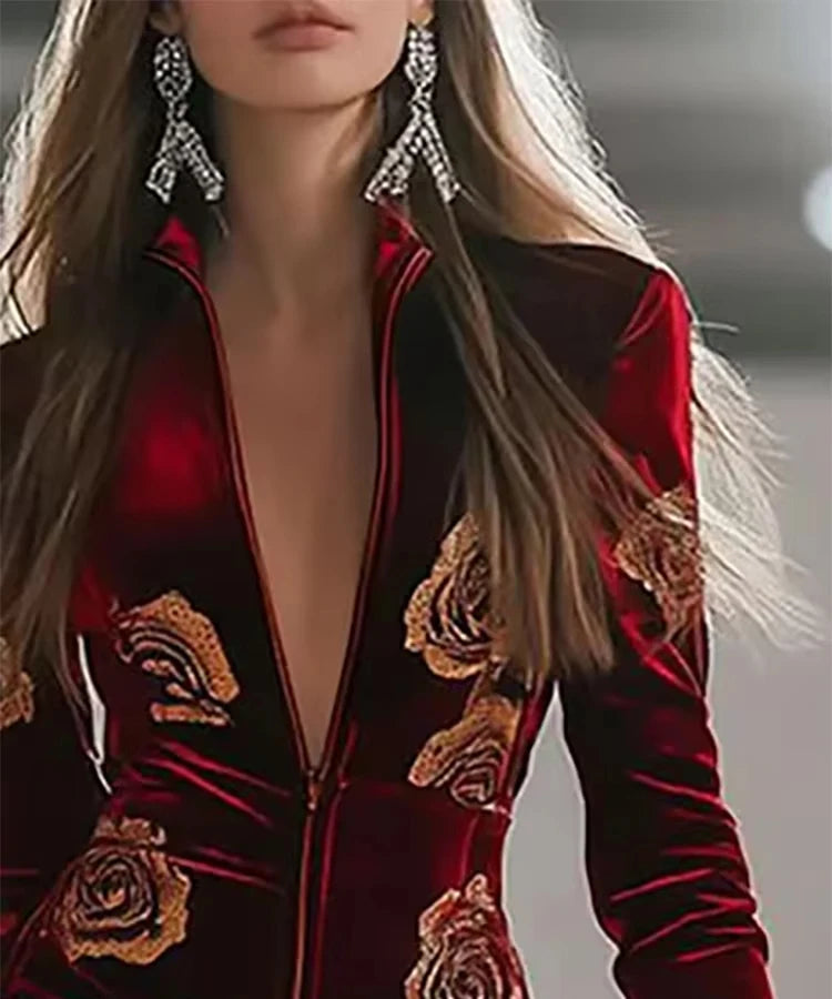 The Velvet  Queen Zipper Jumpsuit