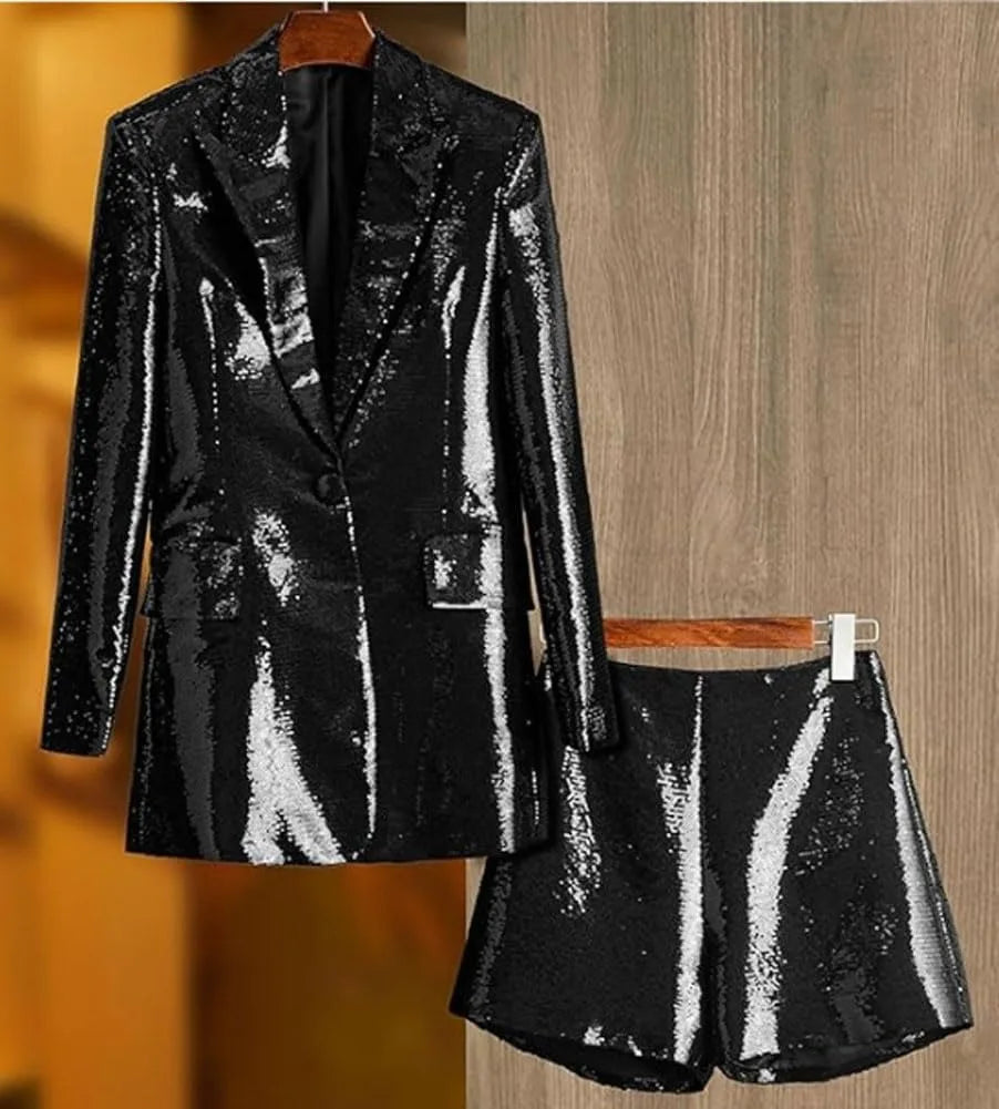 Call Me Cute Sequin Blazer And Shorts Set