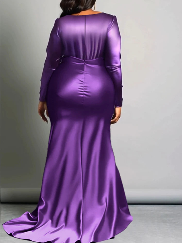 Purple Reign Evening Satin Maxi Dress