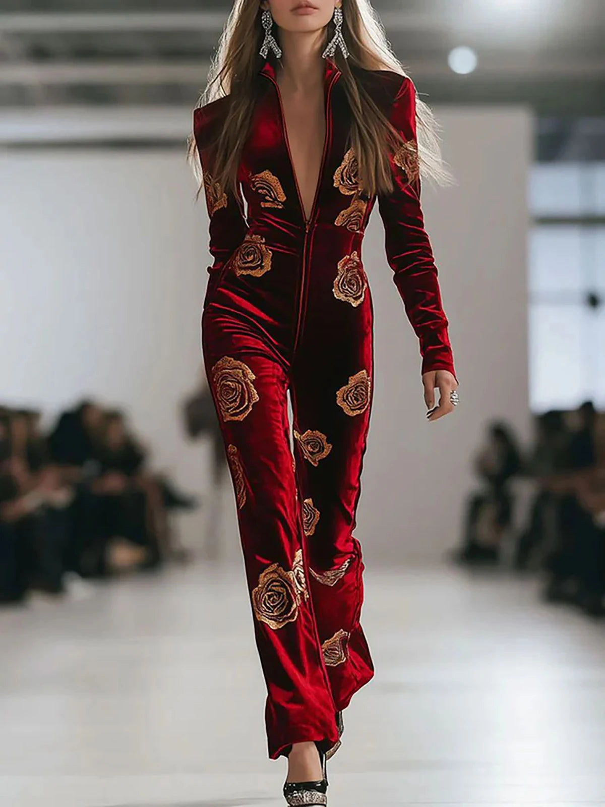 The Velvet  Queen Zipper Jumpsuit