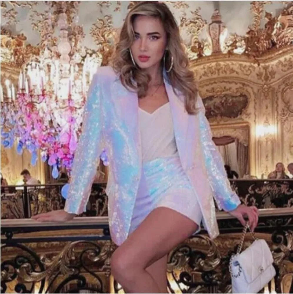 Call Me Cute Sequin Blazer And Shorts Set