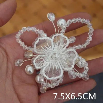 High-grade beaded flowers hand stitched clothing cloth patch DIY brooch headwear wedding bag accessories materials