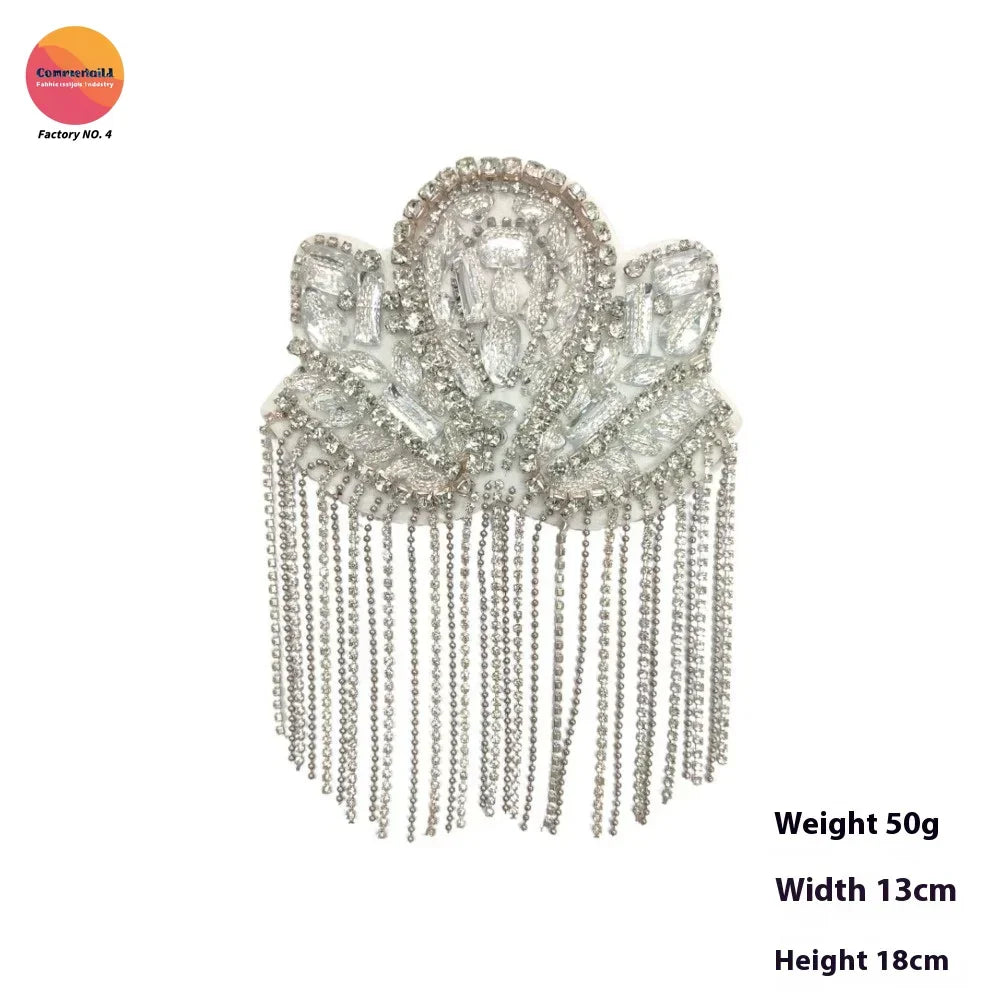 Cross-border European American New Fringed Punk Epaulets Heavy Industry Handmade Beads Fashion Stage Clothing Accessories