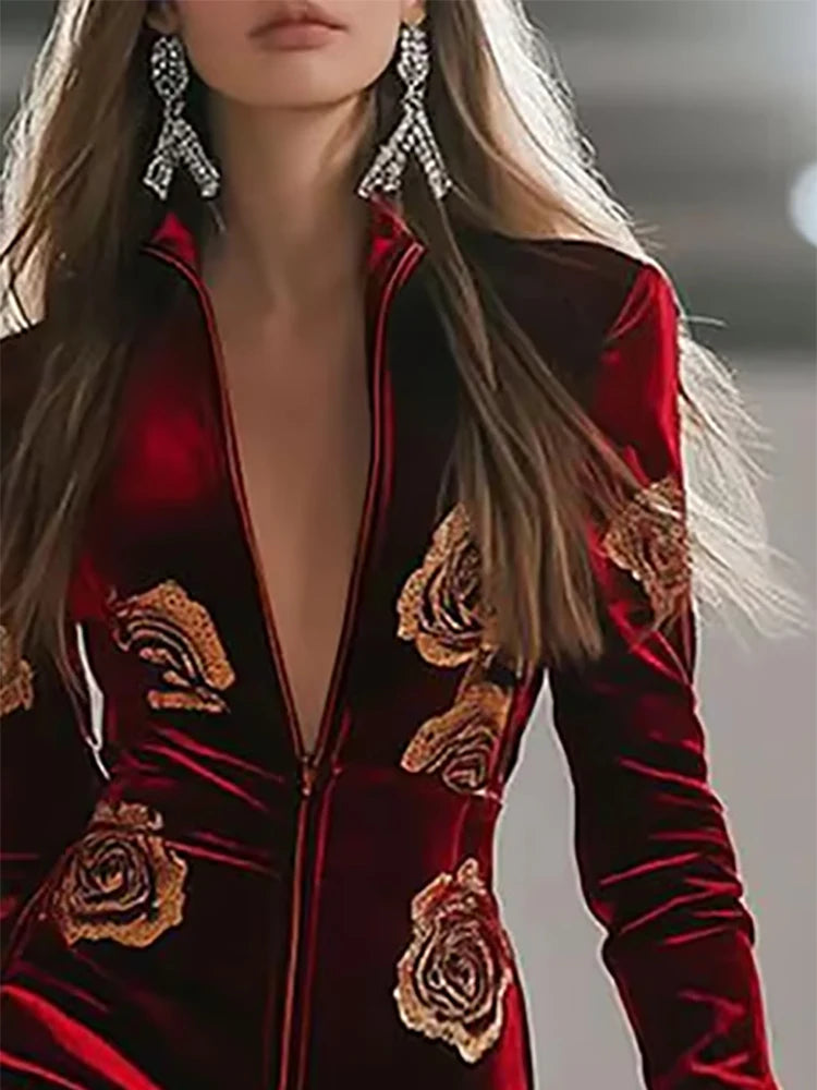 The Velvet  Queen Zipper Jumpsuit